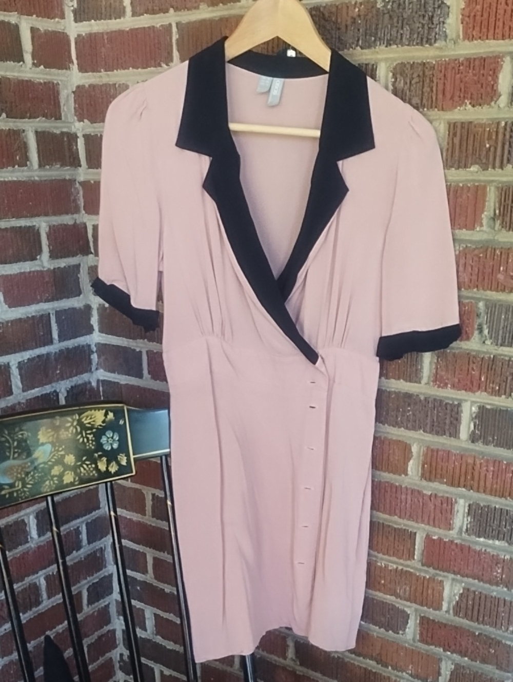 ASOS Dusty Pink Midi Dress with Black Trim